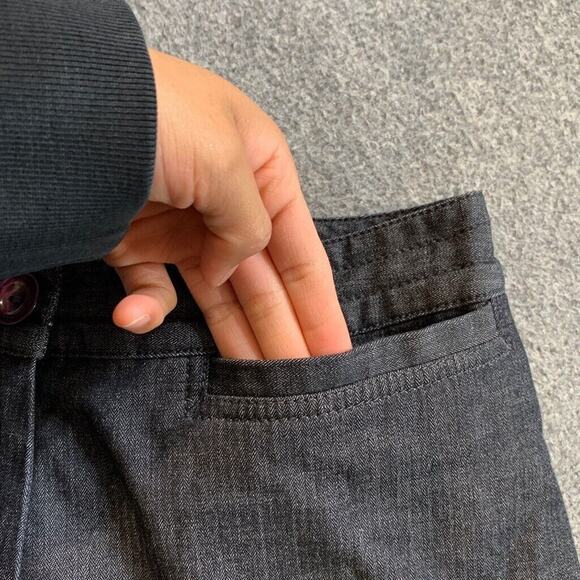 J Jill Pants Womens 2 Gray Linen Blend Stretch Wide Leg Welt Pockets Trousers - Picture 5 of 10